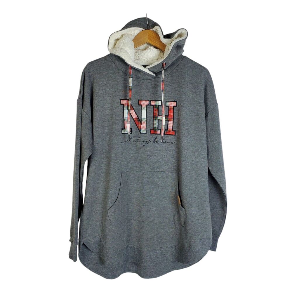 NEW Maurices Womens State Homeward Sweatshirt Sz L Gray Fleece Long NH Hoodie